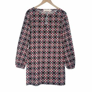 Tracy Negoshian Geometric Print Shift Dress Short Work Career Comfy Casual SZ M